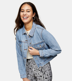 Укороченная джинсовая куртка выбеленного синего цвета Topshop Petite-Многоцветный