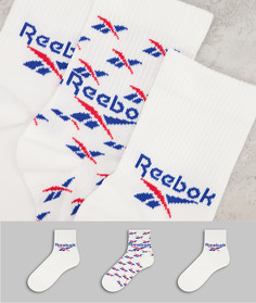 Набор из 3 пар толстых носков белого цвета до лодыжки Reebok Classics-Белый