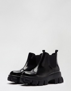 Черные ботинки на массивной рифленой подошве Miss Selfridge-Черный цвет