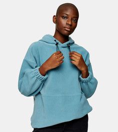 Голубой флисовый oversized-худи Topshop Tall