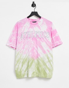 Футболка в стиле oversized с вышитой надписью и принтом тай-дай ASOS Design-Многоцветный