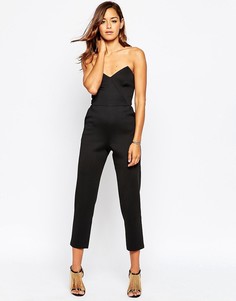 Комбинезон с фигурным лифом бандо ASOS-Черный