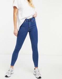 Синие зауженные джинсы с завышенной талией ASOS DESIGN Ridley-Голубой