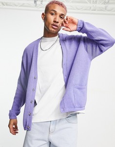 Бледно-фиолетовый кардиган из трикотажа средней плотности на пуговицах ASOS DESIGN-Фиолетовый цвет