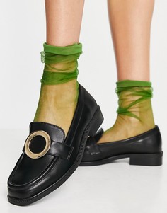 Черные лоферы с золотистым кольцом ASOS DESIGN Millie-Черный цвет