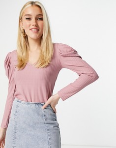Розовый топ с пышными рукавами Lipsy-Розовый цвет