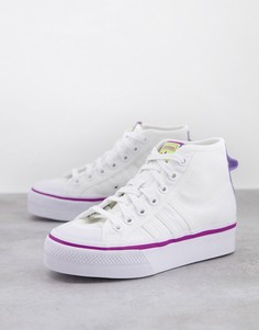 Белые высокие кроссовки на платформе adidas Originals Nizza-Белый