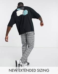 Oversized-футболка из органического хлопка черного цвета с принтом на спине ASOS DESIGN-Черный цвет