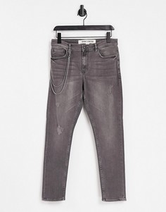 Серые джинсы скинни с цепочкой New Look-Серый