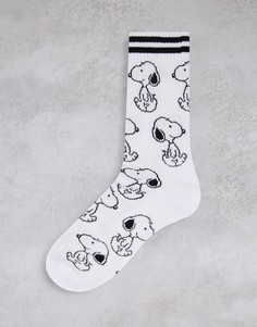Спортивные носки со сплошным принтом в виде Снупи ASOS DESIGN-Белый