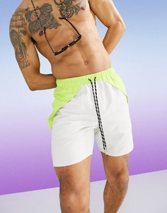 Шорты для плавания средней длины со вставками ASOS DESIGN-Серый