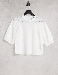 Белый топ с объемными рукавами Abercrombie & Fitch