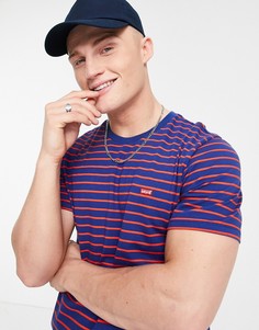 Синяя футболка с маленьким логотипом в виде крылышка летучей мыши Levis Оriginal-Голубой Levis®