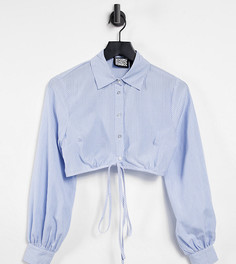 Голубая укороченная рубашка в тонкую полоску с завязками на талии Reclaimed Vintage Inspired-Зеленый цвет