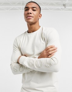 Белое поло с длинными рукавами BOSS Passerflash-Белый