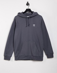 Темно-серый меланжевый худи с маленьким логотипом adidas Originals essentials