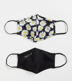 Набор из 2 масок для лица черного цвета и с принтом ромашек Reclaimed Vintage Inspired-Многоцветный