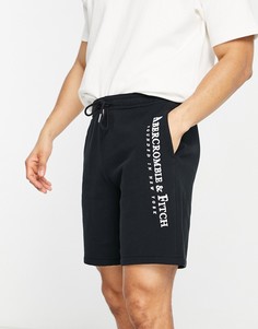 Черные трикотажные шорты с логотипом Abercrombie & Fitch-Черный цвет