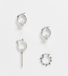 Набор из 2 пар серебристых серег-колец с шипами Reclaimed Vintage Inspired-Серебристый