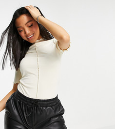 Кремовый топ с декоративным швом и волнистым краем Vero Moda Petite-Белый