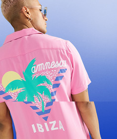 Классическая рубашка с отложным воротником и принтом "Ibiza" ASOS DESIGN Amnesia-Розовый цвет