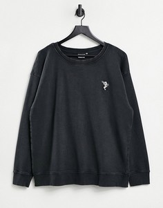 Выбеленный черный свитер с вышивкой панды Only-Черный цвет