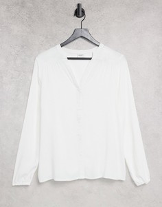 Белая блузка с V-образным вырезом и длинными рукавами JDY Ice-Белый