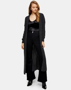 Угольно-серый вязаный кардиган макси Topshop