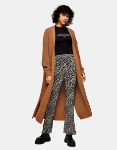 Бежевый вязаный кардиган макси Topshop-Желтый