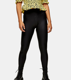 Черные леггинсы из искусственной кожи Topshop Petite-Черный цвет