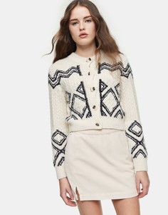 Вязаный кардиган с узором Topshop-Белый