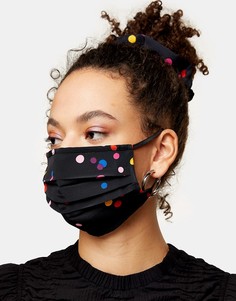 Маска в горошек для лица и резинка для волос Topshop-Черный цвет