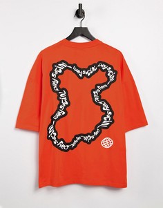 Оранжевая oversized-футболка с графическим принтом на спине ASOS Daysocial-Оранжевый цвет
