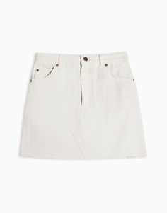 Белая джинсовая мини-юбка с завышенной талией Topshop-Белый
