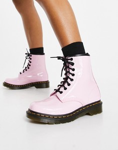 Розовые лакированные ботинки Dr Martens 1460-Розовый цвет