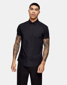 Строгая узкая рубашка черного цвета Topman-Черный цвет