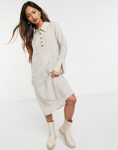 Платье в тонкую полоску с воротником Native Youth-Темно-синий