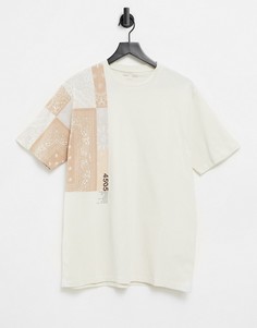 Oversized-футболка с платочным принтом ASOS 4505-Кремовый