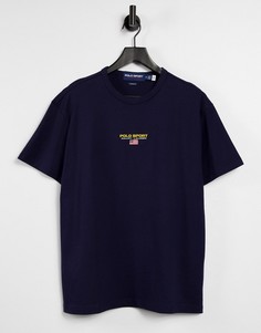 Темно-синяя футболка с центральным логотипом Polo Ralph Lauren Sport Capsule-Темно-синий