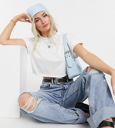 Белая укороченная футболка с отворотами на рукавах ASOS DESIGN Petite-Белый