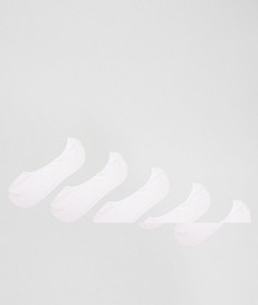 Набор из 5 пар белых невидимых носков ASOS DESIGN - Скидка-Белый