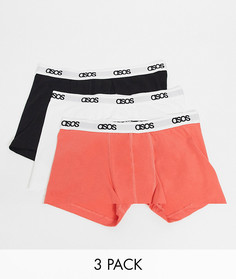 Набор из 3 боксеров-брифов с логотипом на поясе ASOS DESIGN-Многоцветный