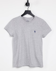 Серая футболка с коротким рукавом и логотипом Polo Ralph Lauren-Серый