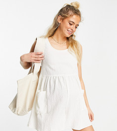 Кремовый свободный ромпер из фактурной ткани без рукава с карманами ASOS DESIGN Maternity-Белый