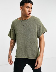 Фактурная oversized-футболка цвета хаки ASOS DESIGN-Зеленый цвет
