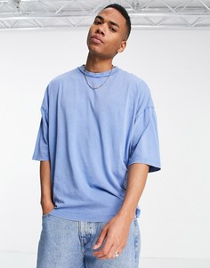 Голубая oversized-футболка с эффектом кислотной стирки из органического хлопка ASOS DESIGN-Голубой