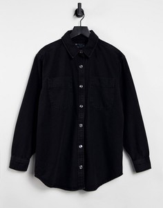 Черная выбеленная джинсовая рубашка свободного кроя от комплекта ASOS DESIGN-Черный цвет