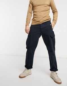 Темно-синие брюки карго с широкими штанинами и узором "в елочку" Topman-Голубой