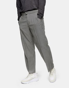 Широкие брюки в черно-белую клетку Topman-Черный цвет
