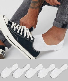 5 пар белых невидимых носков ASOS DESIGN - Скидка-Белый